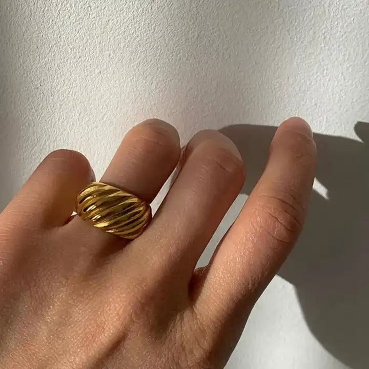 18ct Gold Plated Statement Chunky Ring