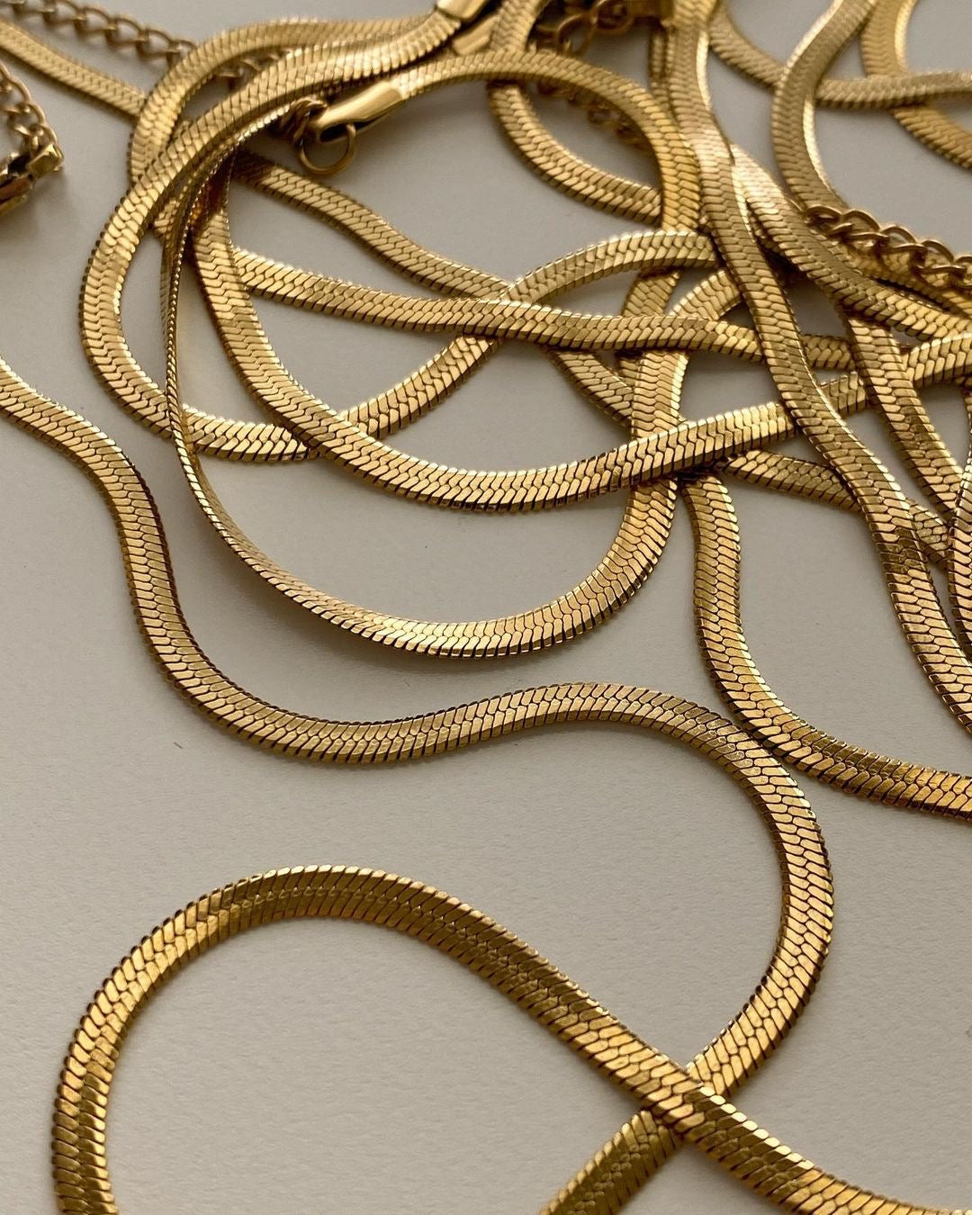 18ct Gold Plated Herringbone Snake Chain Necklace