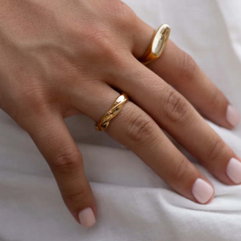 18ct Gold Plated Minimalist Wave Ring
