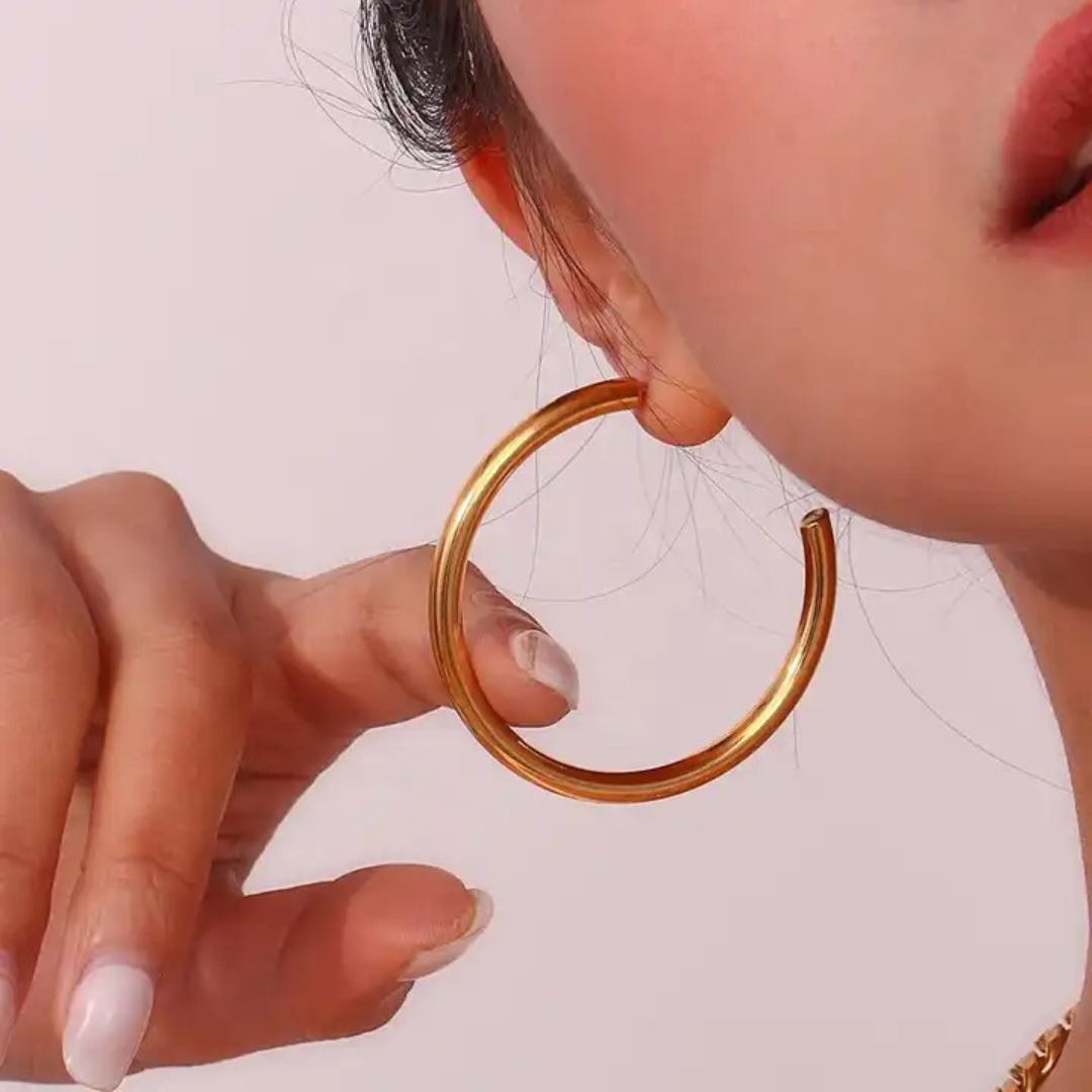 18ct Gold Plated Classic Hoop Earrings