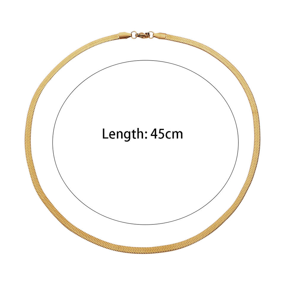 18ct Gold Plated Herringbone Snake Chain Necklace
