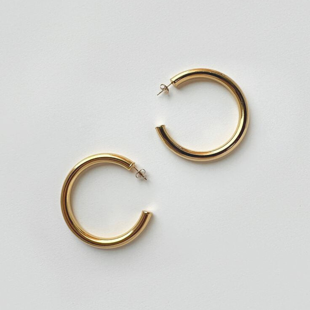 18ct Gold Plated Classic Hoop Earrings