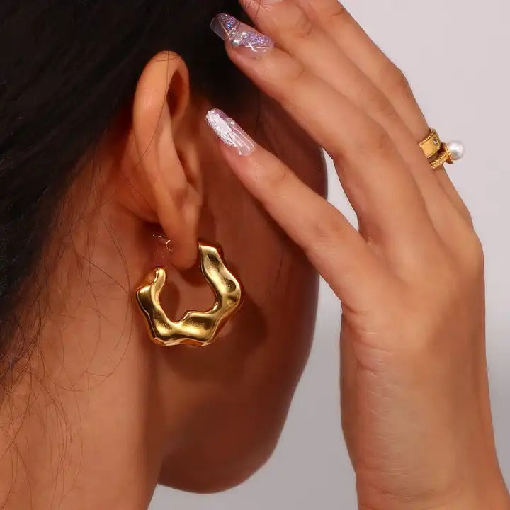 18ct Gold Plated Abstract Statement Earrings