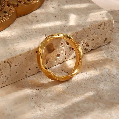 18ct Gold Plated Minimalist Wave Ring