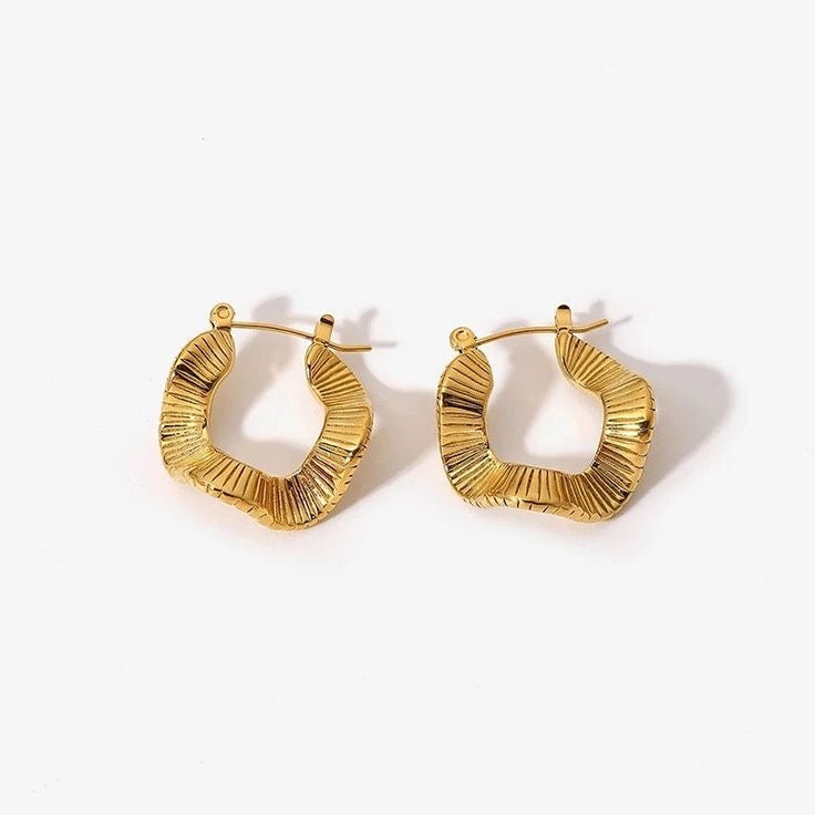 18ct Gold Plated Irregular Hoop Earrings