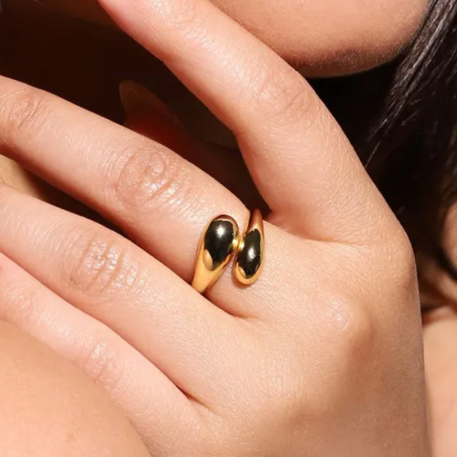 18ct Gold Plated Waterdrop Statement Ring
