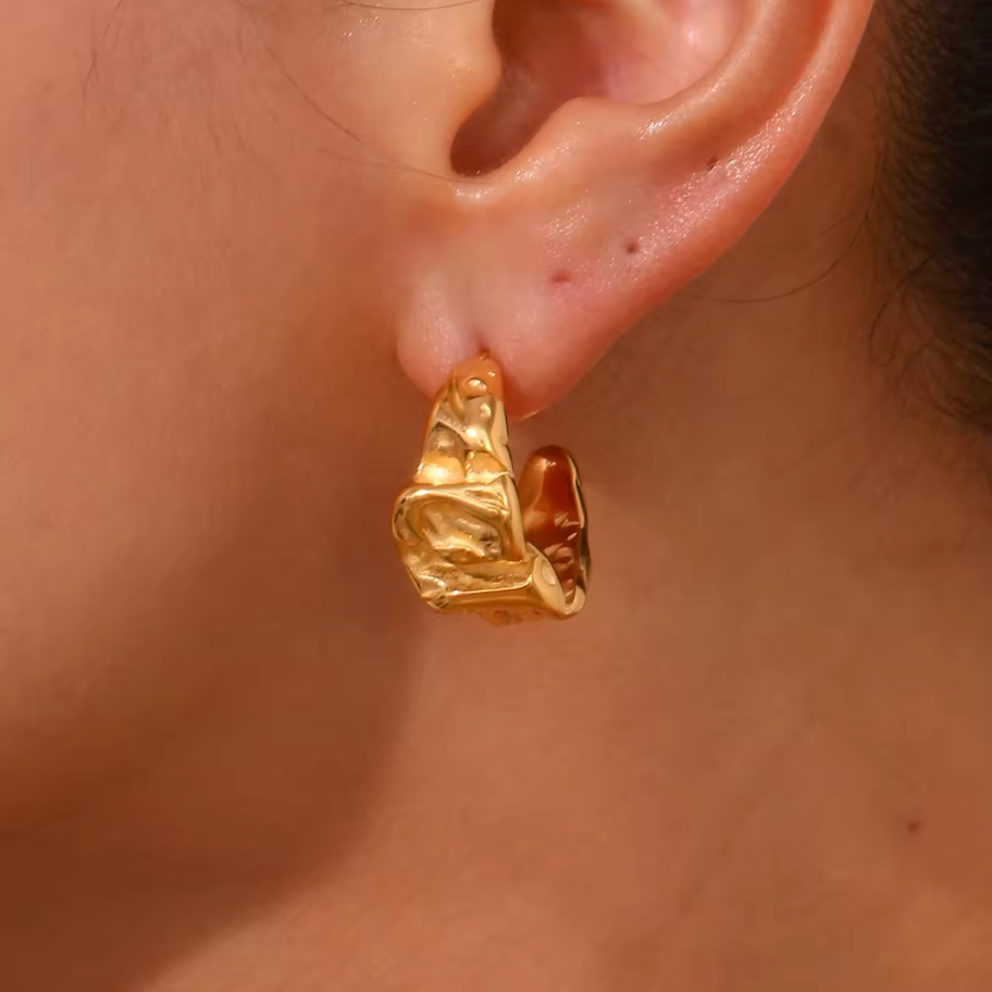 18ct Gold Plated Chunky Hoop Earrings