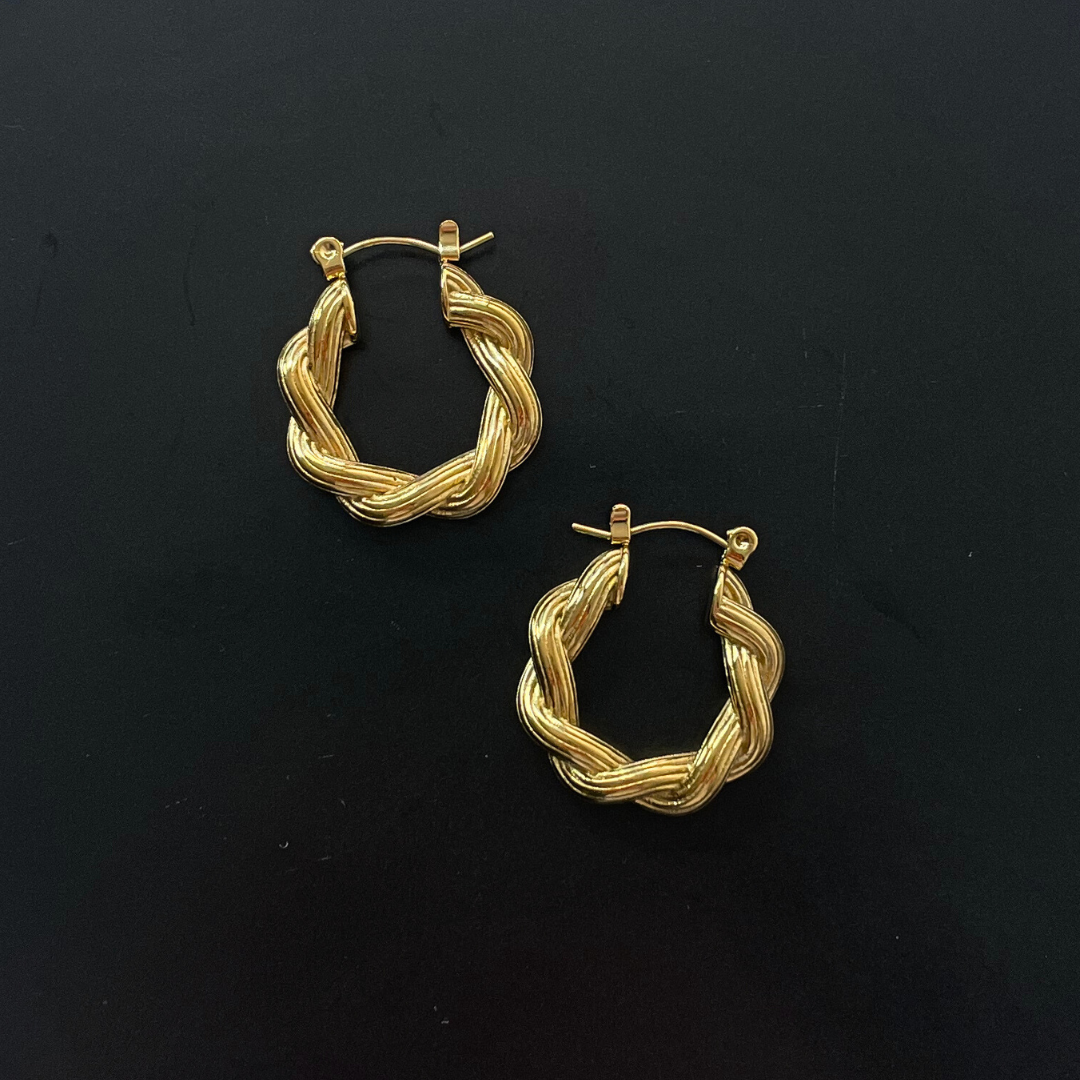 18ct Gold Plated Twisted Hoop Earrings