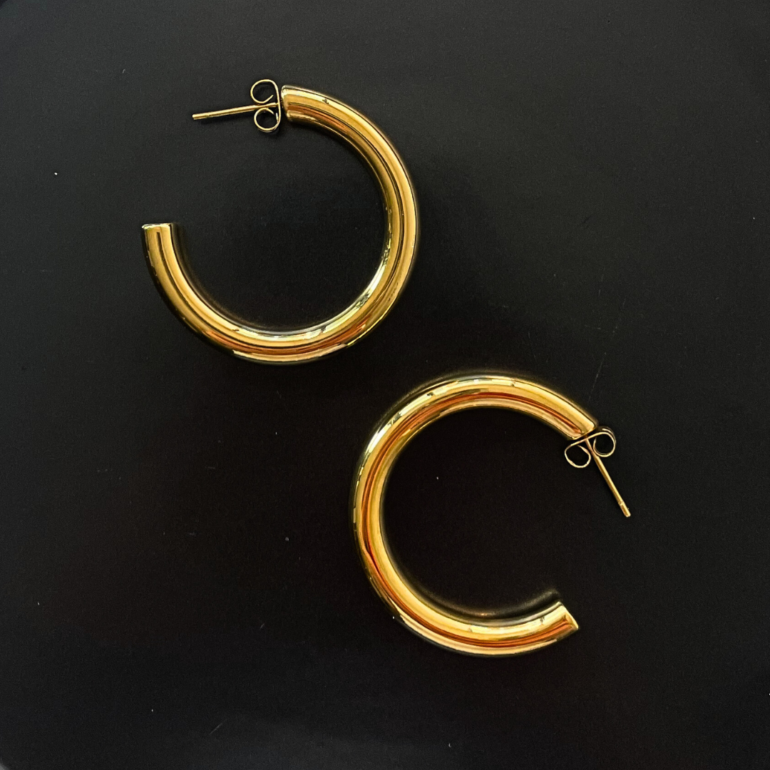 18ct Gold Plated Classic Hoop Earrings