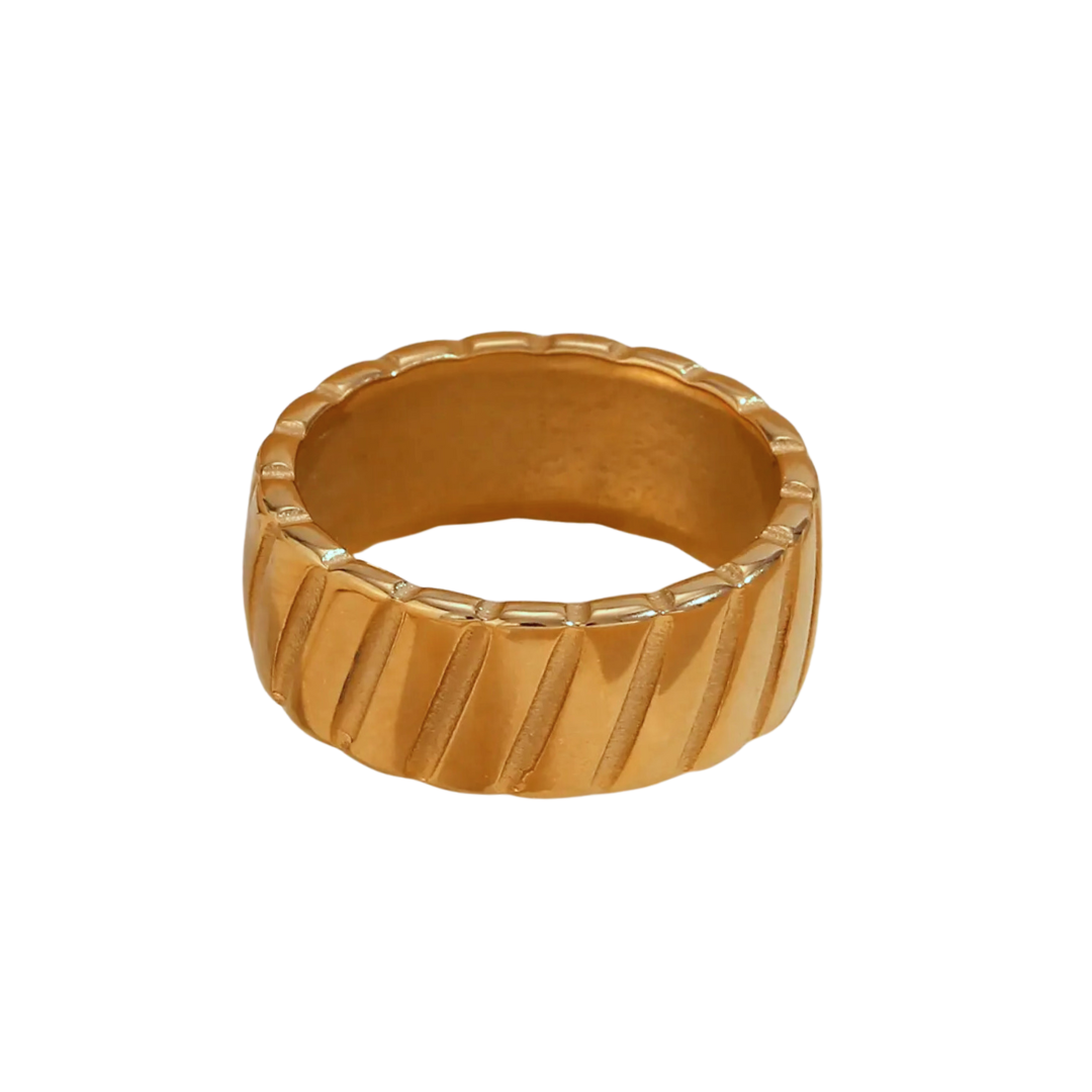 18ct Gold Plated Engraved Statement Rings