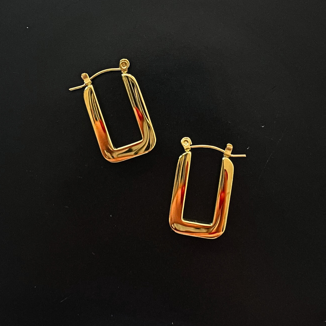 18ct Gold Plated Geometric Hoop Earrings