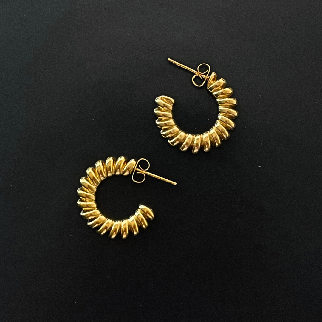 18ct Gold Plated Twisted Statement Hoop Earrings