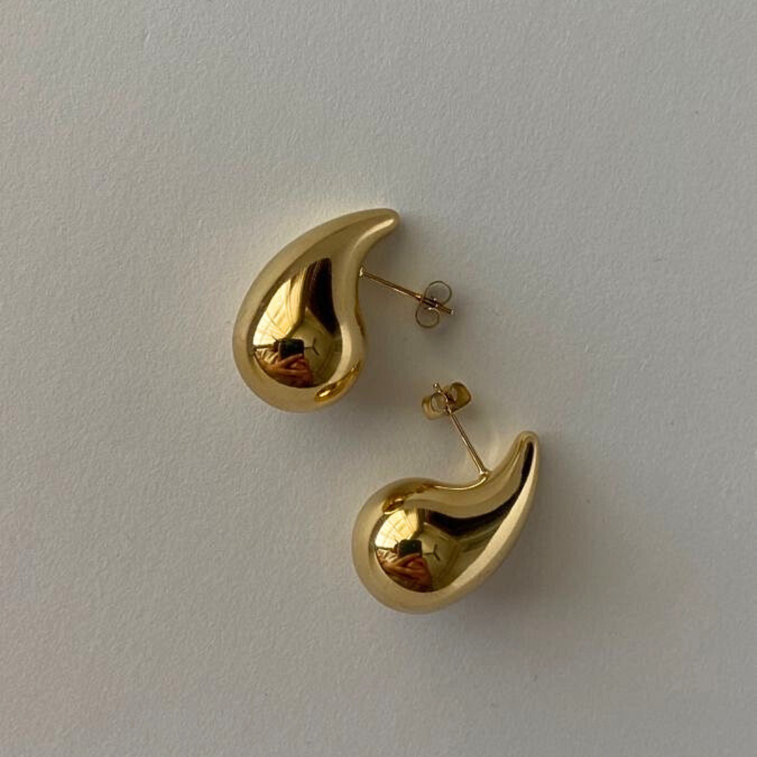Valda Gold Water Drop Statement Earrings