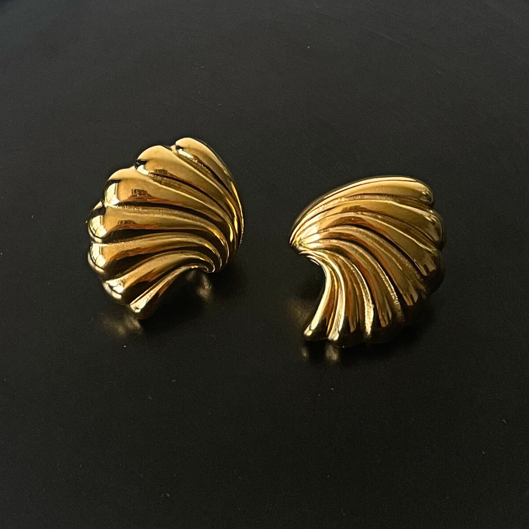 18ct Gold Plated Statement Shell Earrings