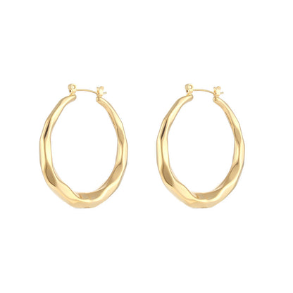 18ct Gold Plated Large Irregular Hoop Earrings