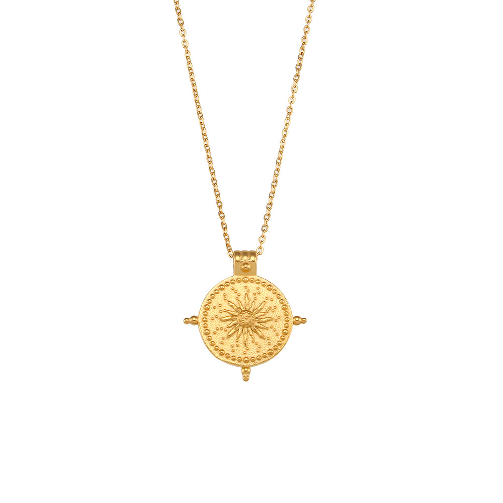 18ct Gold Plated Engraved Pendant Necklace 