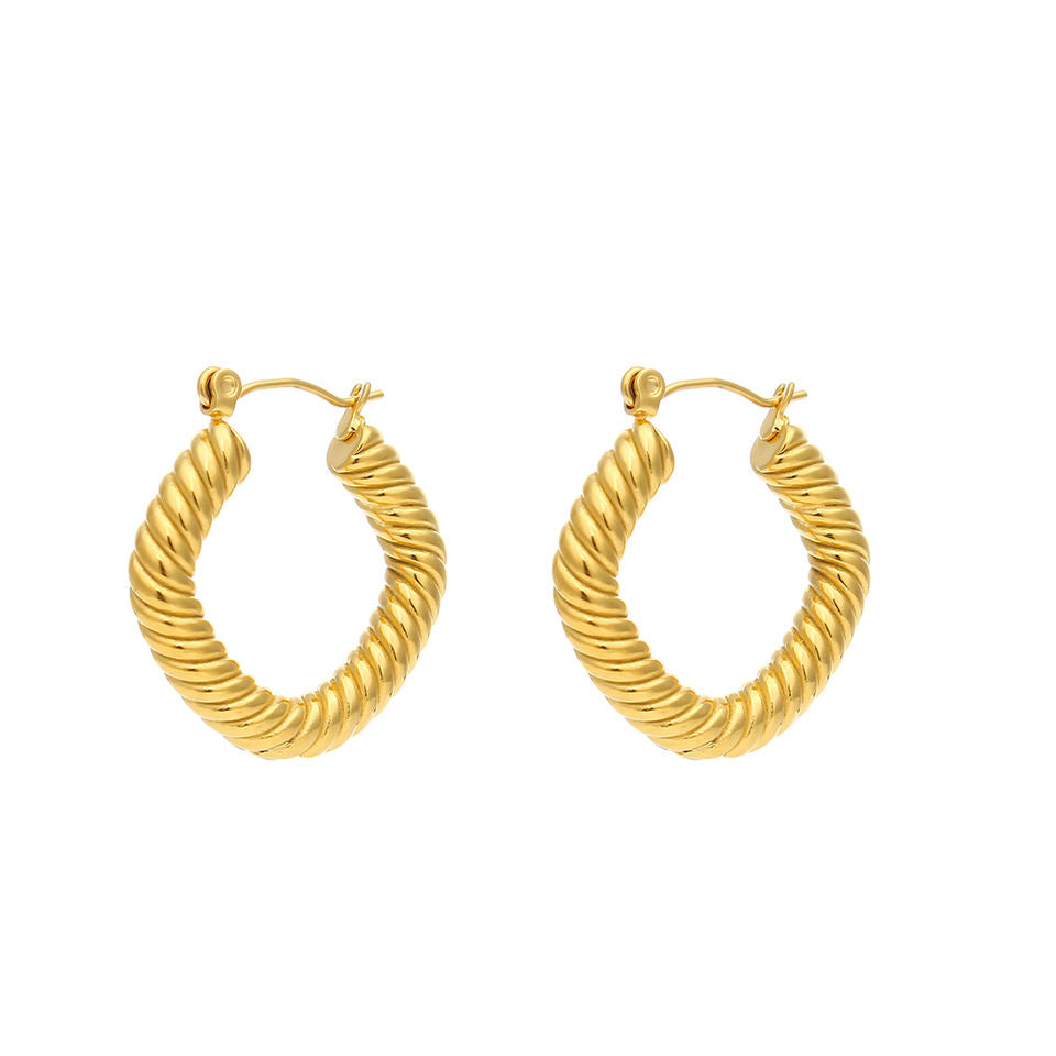 18ct Gold Plated Chunky Twist Square Earrings