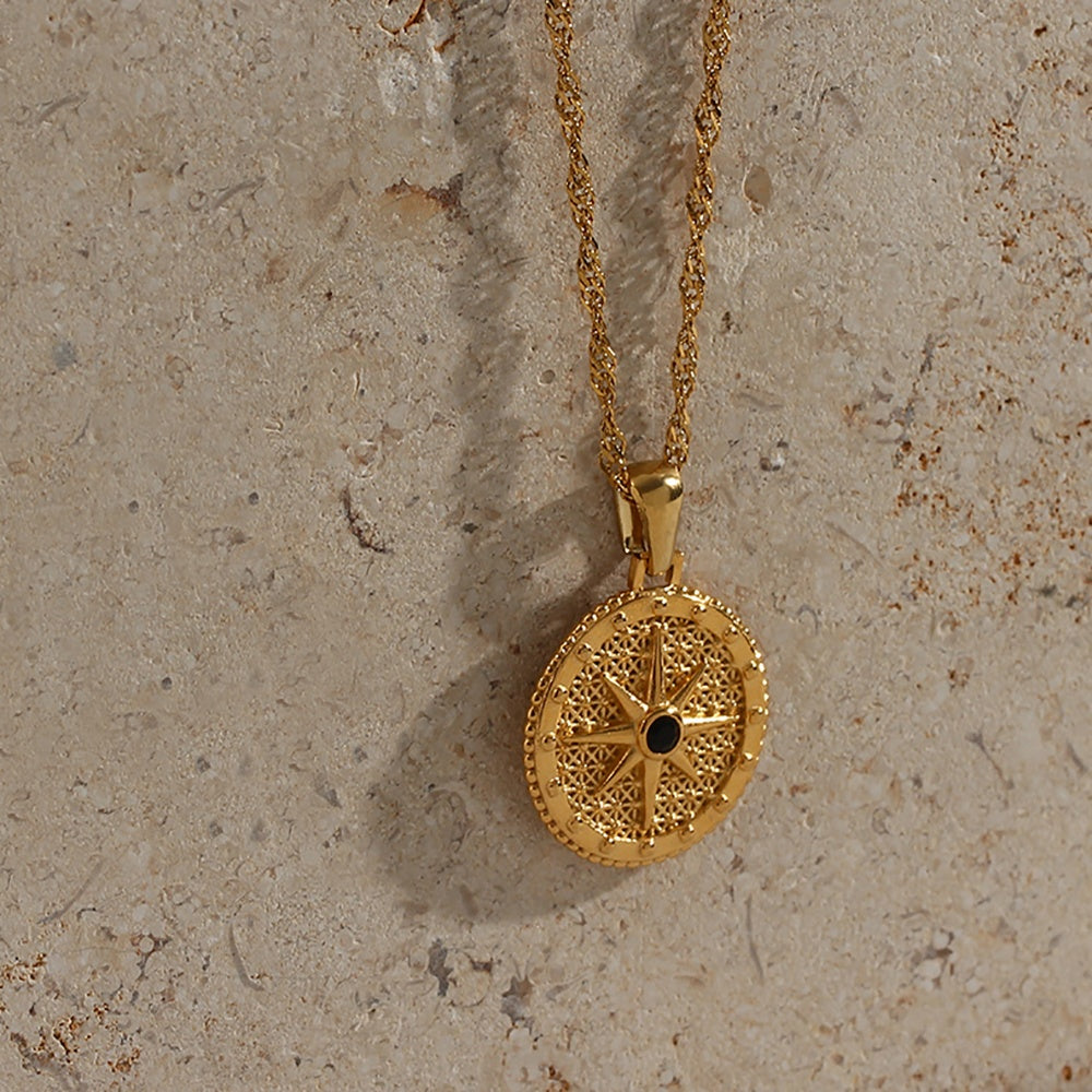 Valencia Gold Zircon North Star Compass Necklace – Meraki of London