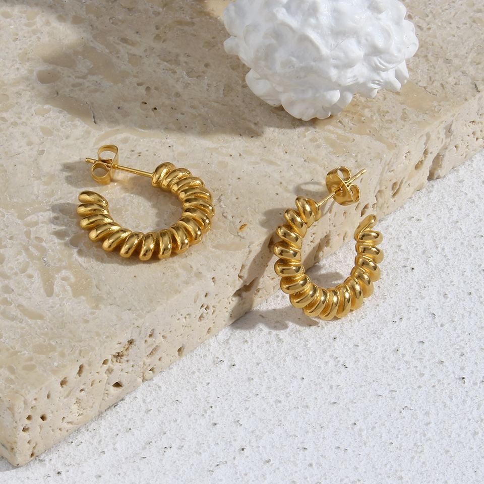18ct Gold Plated Twisted Statement Hoop Earrings