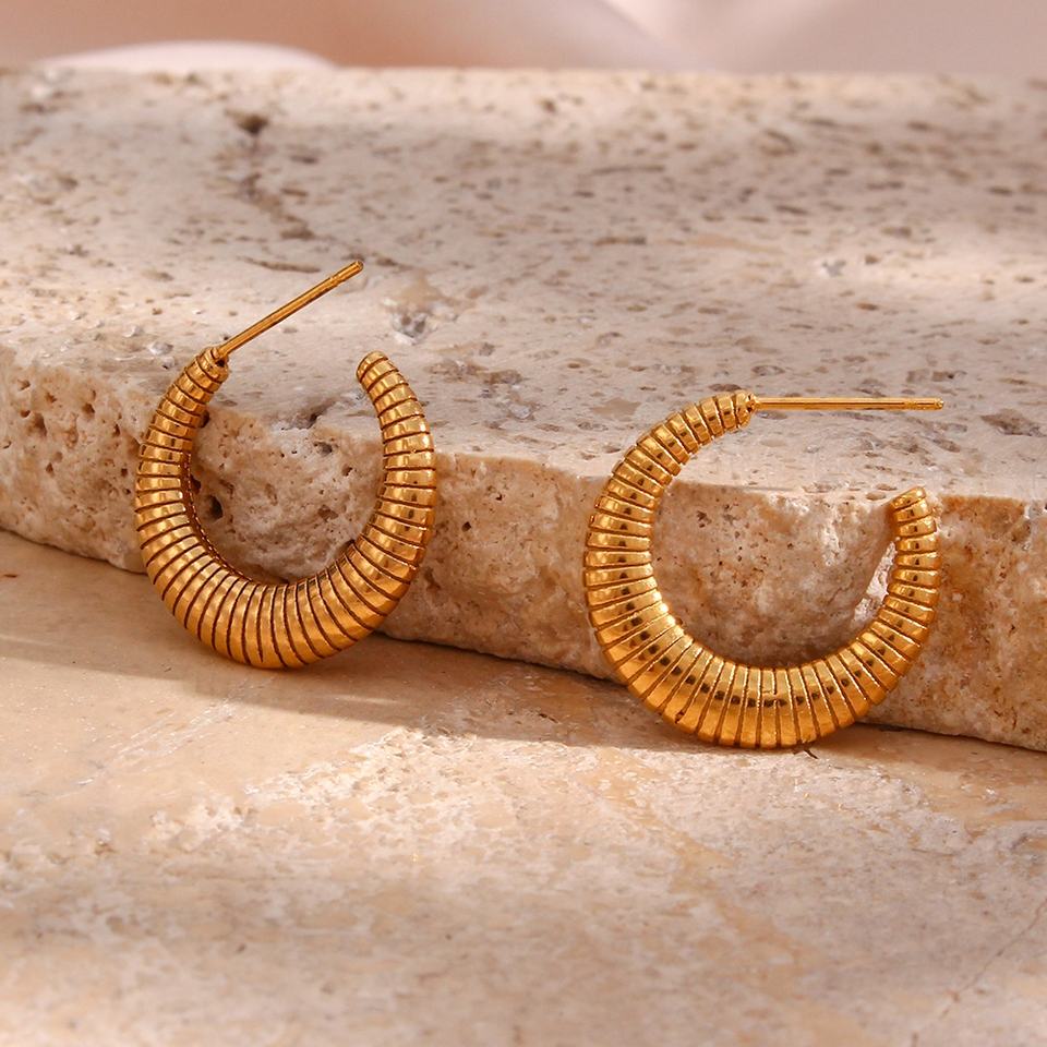 18ct Gold Plated Engraved Hoop Earrings