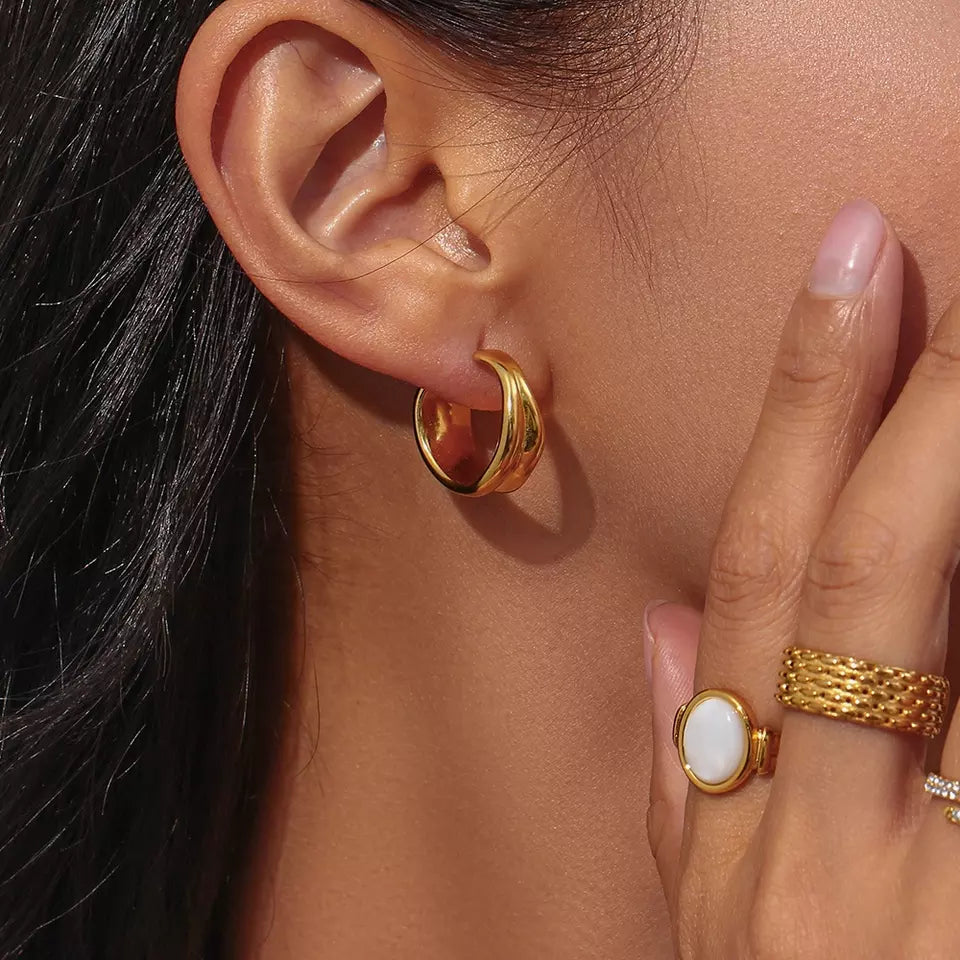 18ct Gold Plated Irregular Hoop Earrings
