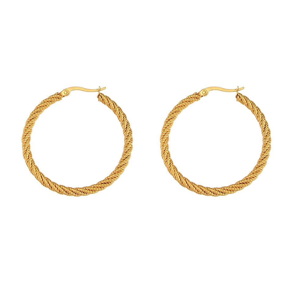 18ct Gold Plated Twisted Rope Hoop Large Earrings