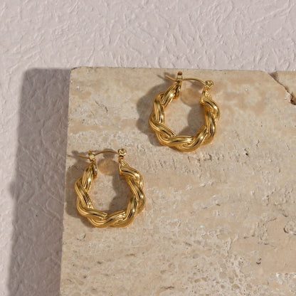 18ct Gold Plated Twisted Hoop Earrings