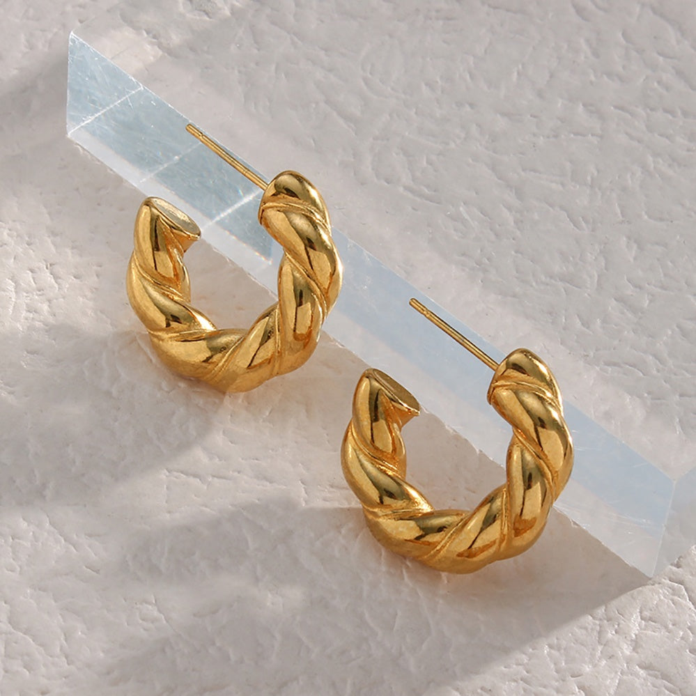 18ct Gold Plated Twisted Hoop Earrings