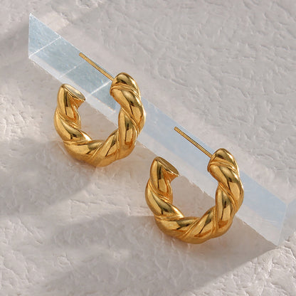 18ct Gold Plated Twisted Hoop Earrings