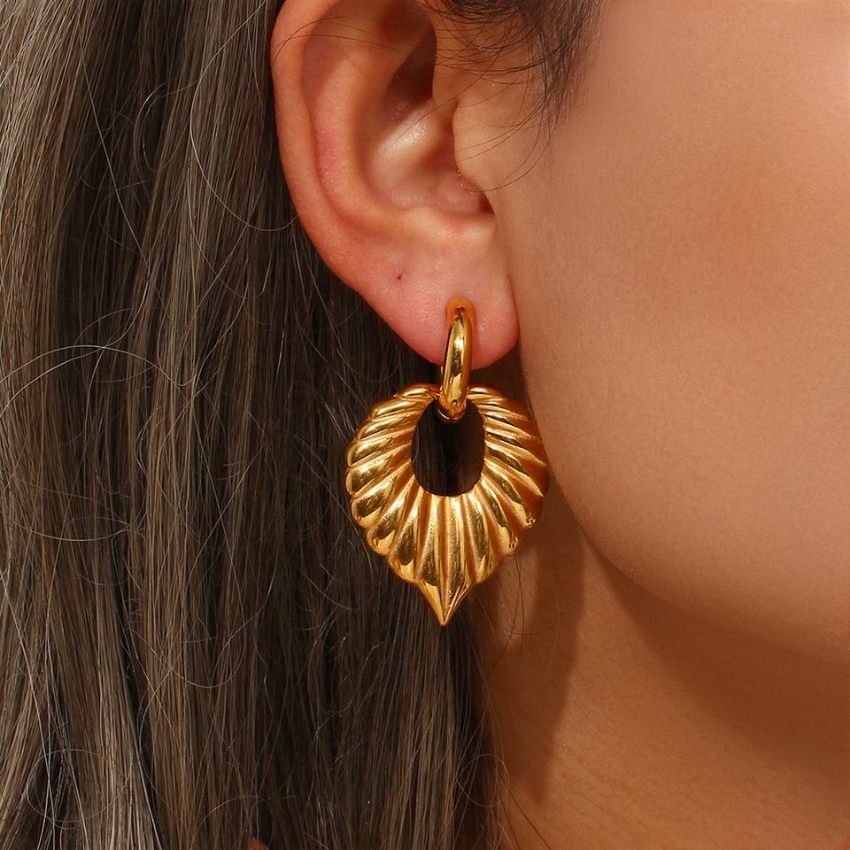 18ct Gold Plated Statement Palm Leaf Drop Earrings