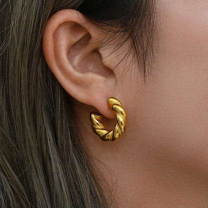 18ct Gold Plated Twisted Hoop Earrings