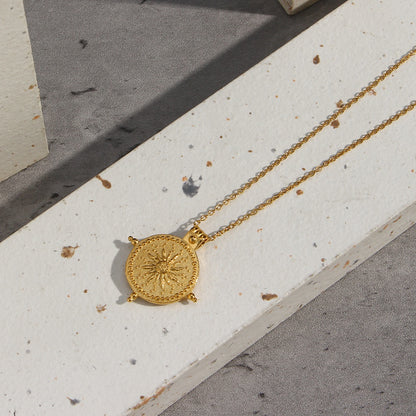 18ct Gold Plated Engraved Pendant Necklace 