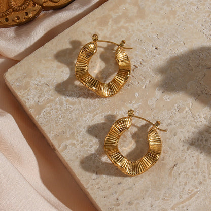 18ct Gold Plated Irregular Hoop Earrings