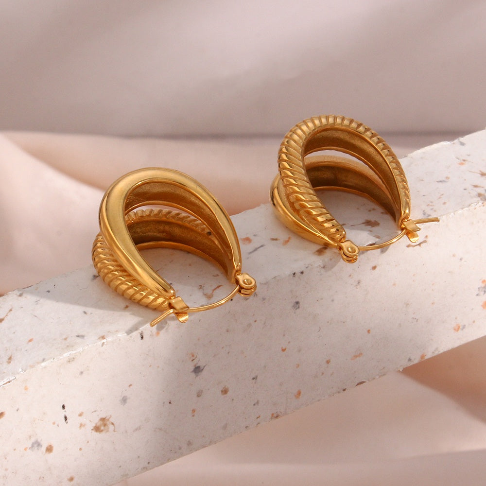 Jerika Splicing Double Layer Hoop Statement Earrings - Meraki of London