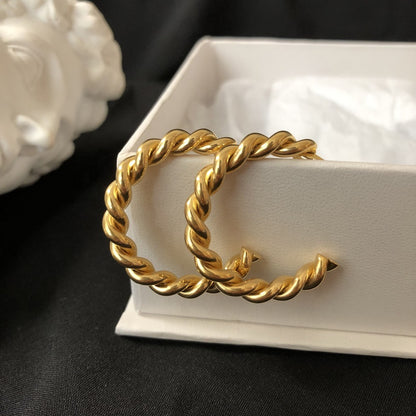 18ct Gold Plated Twisted Hoop Earrings 