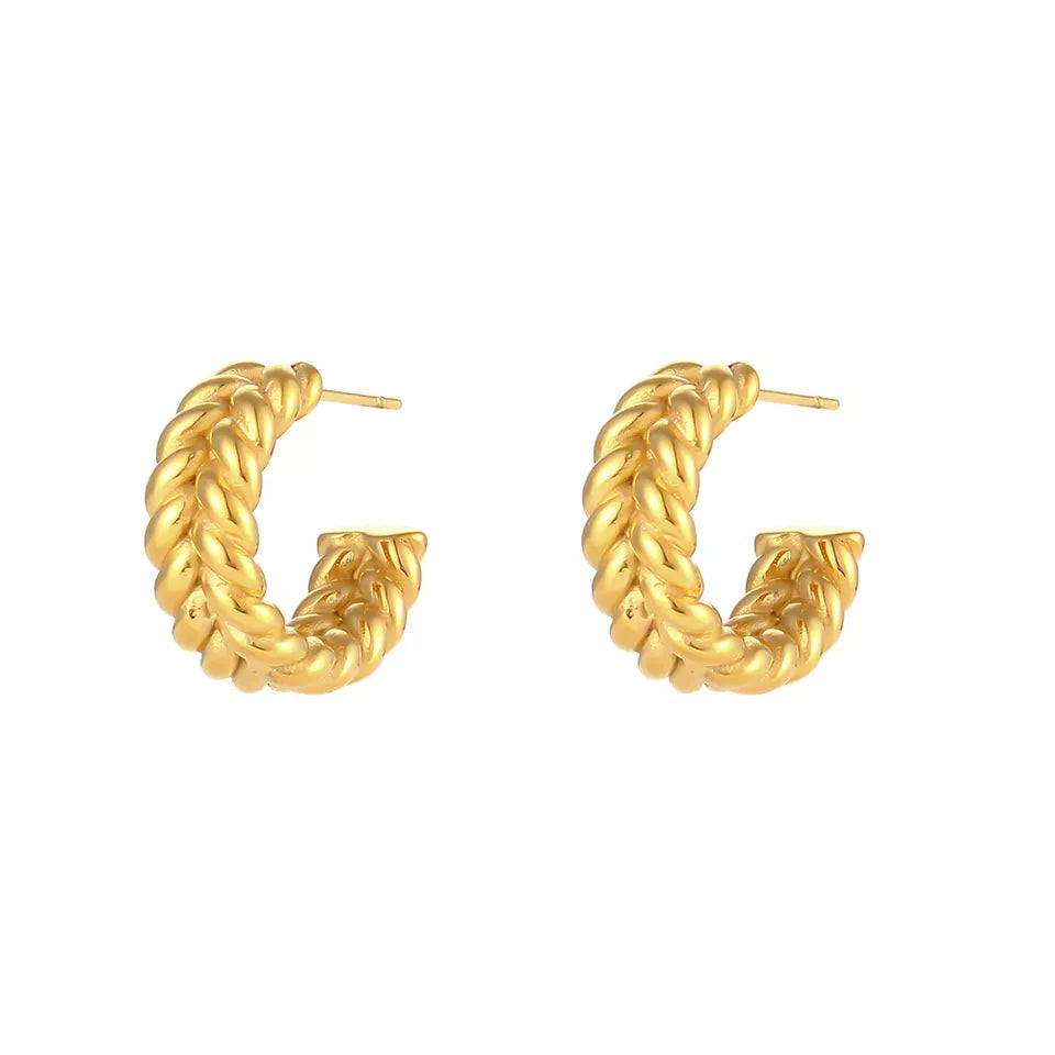 18ct Gold Plated Engraved Statement Earrings