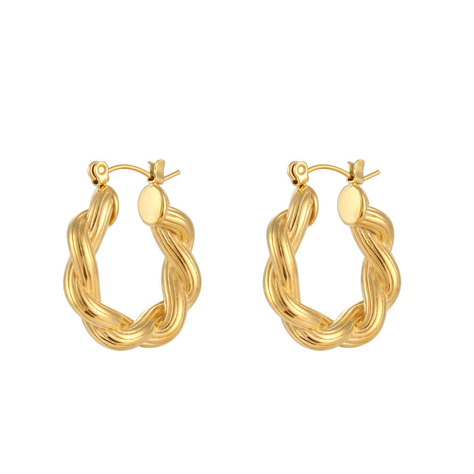 18ct Gold Plated Twisted Hoop Earrings