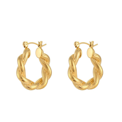 18ct Gold Plated Twisted Hoop Earrings